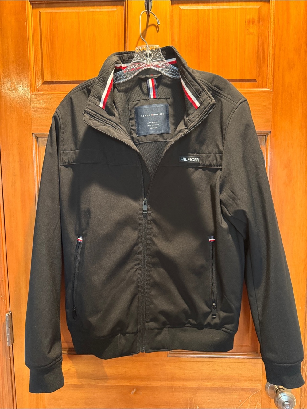 Brand New Tommy Hilfiger Black Bomber Jacket with Signature Trim Size Small